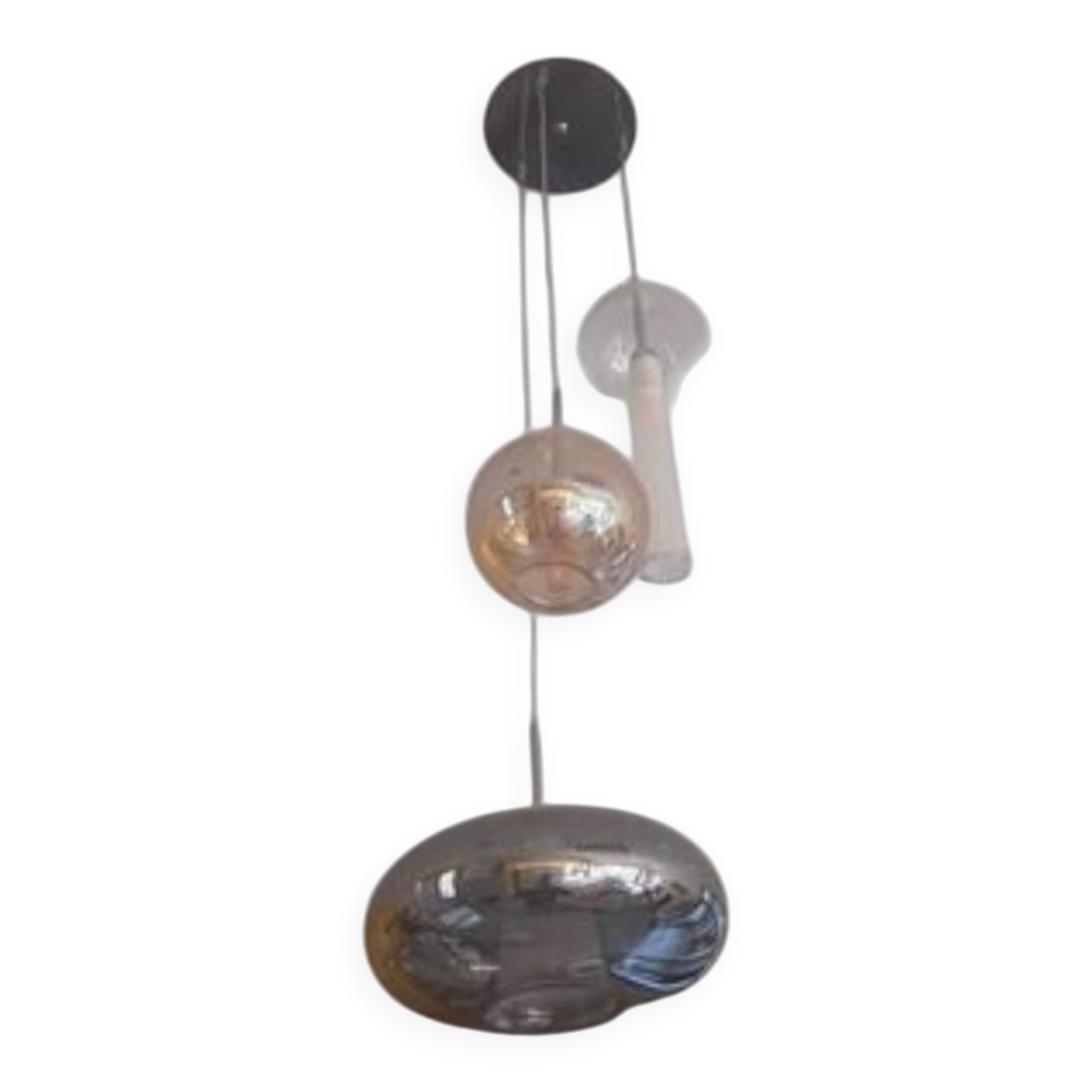 Suspension LED with 6 blown glass globes