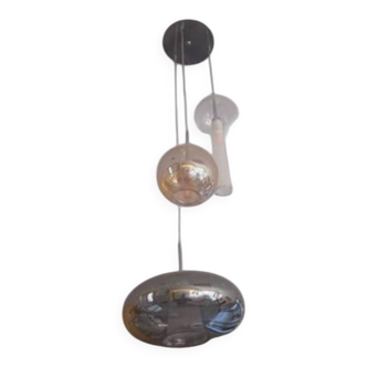 Suspension LED with 6 blown glass globes