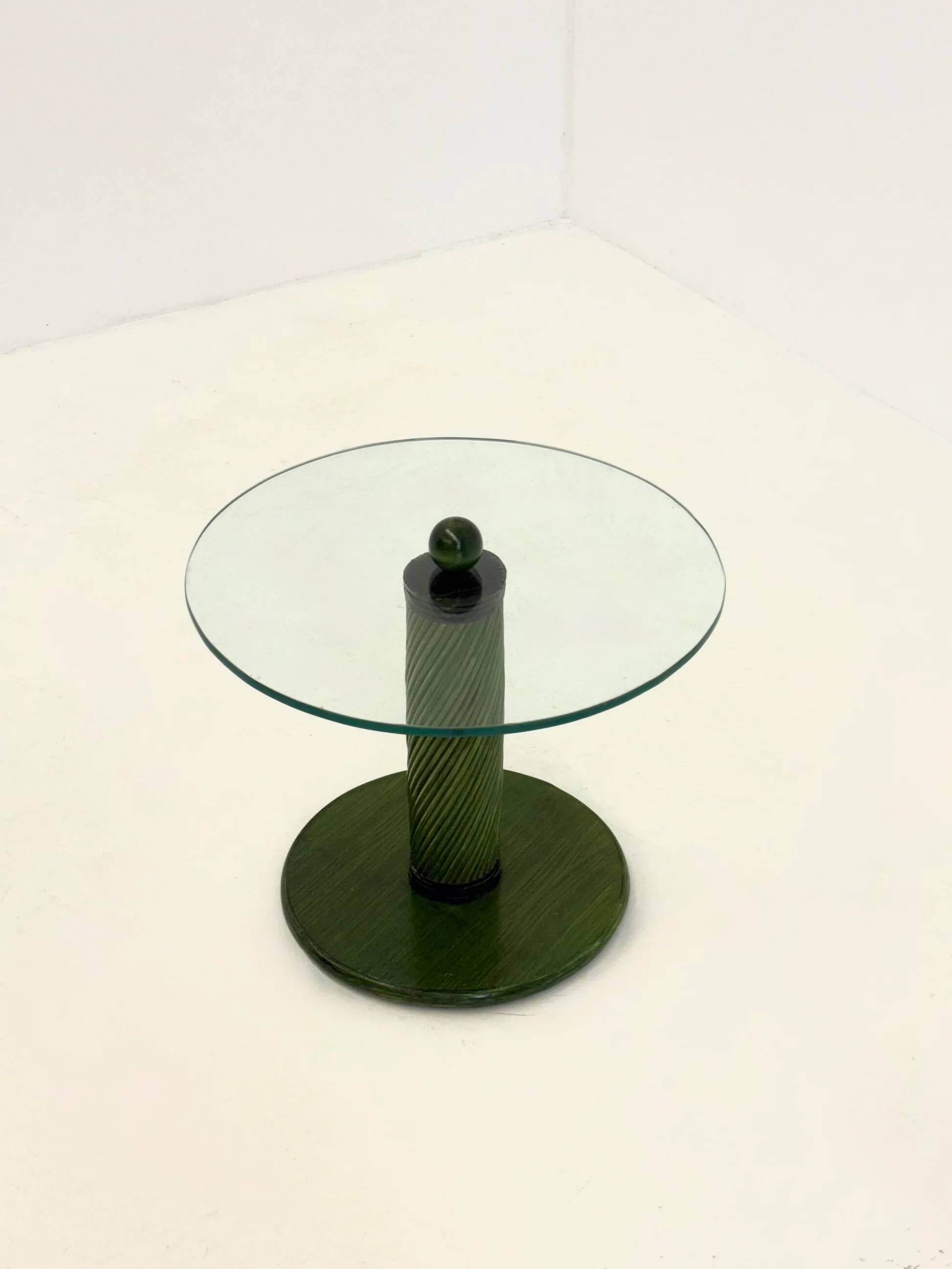 Italian side tables with bamboo base and glass top