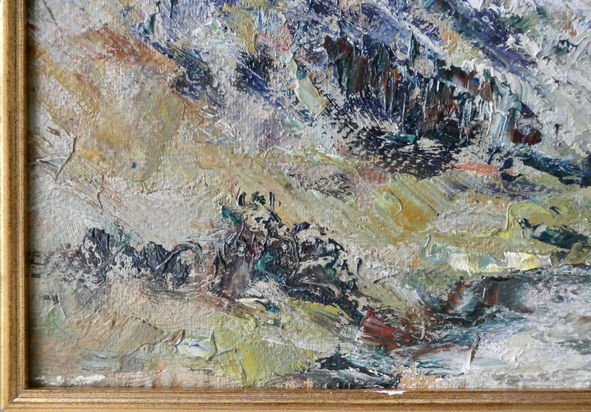 Tableau, oil, mountain landscape, Mont Blanc, Germaine Francoz
