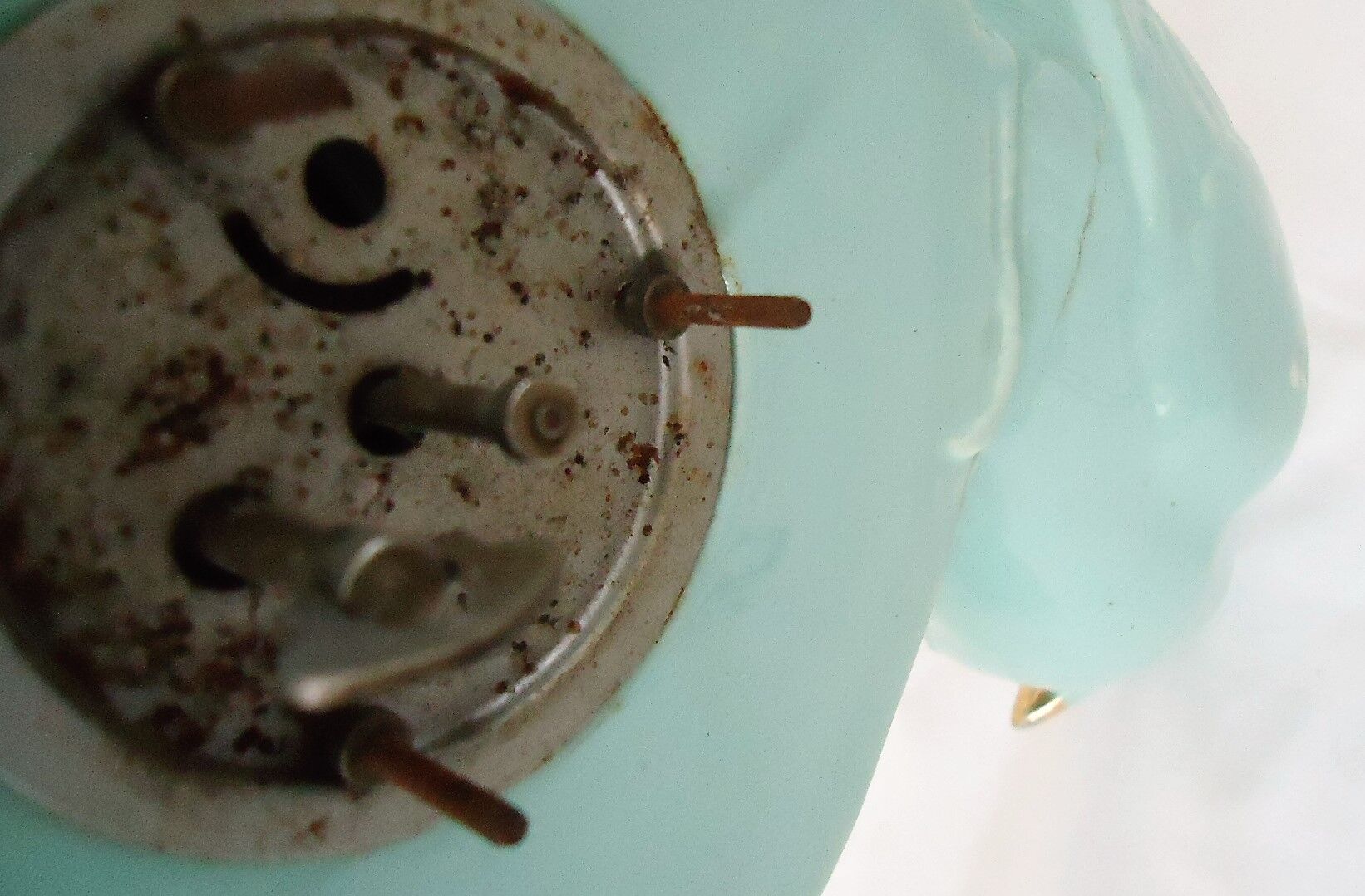 Clock doves color green blue and its vase 50s