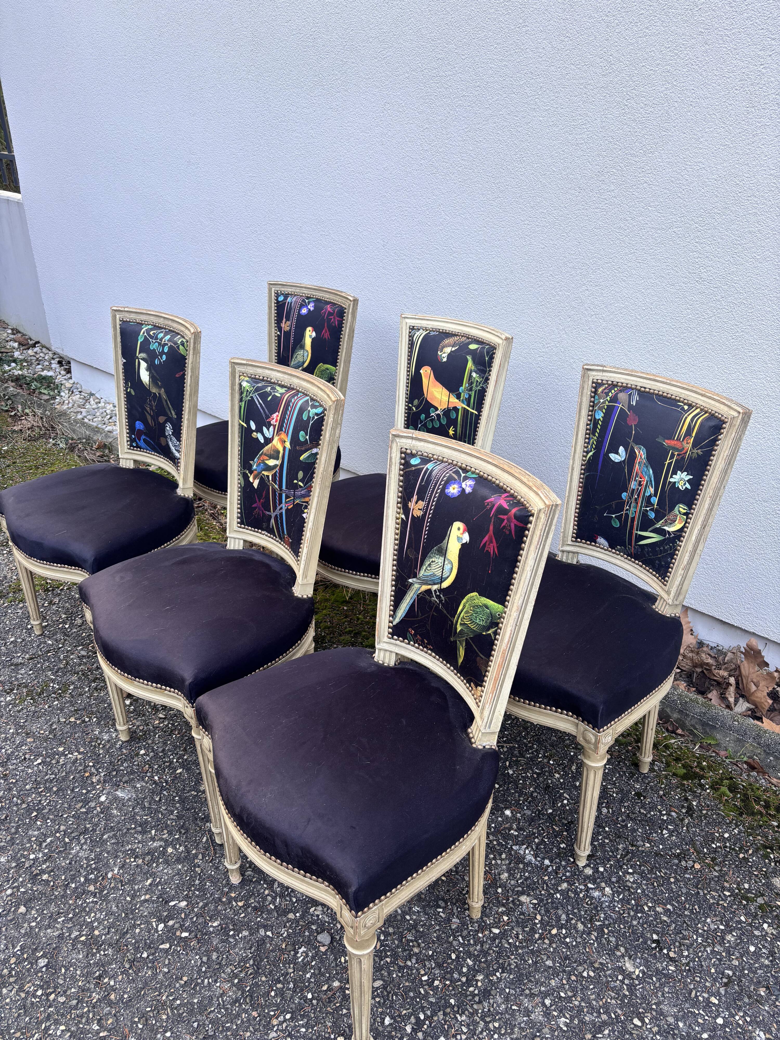 Set of 6 Louis XVI dining chairs