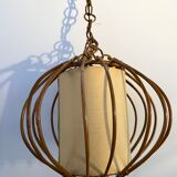 Vintage chandelier, rattan pendant lamp design 1960