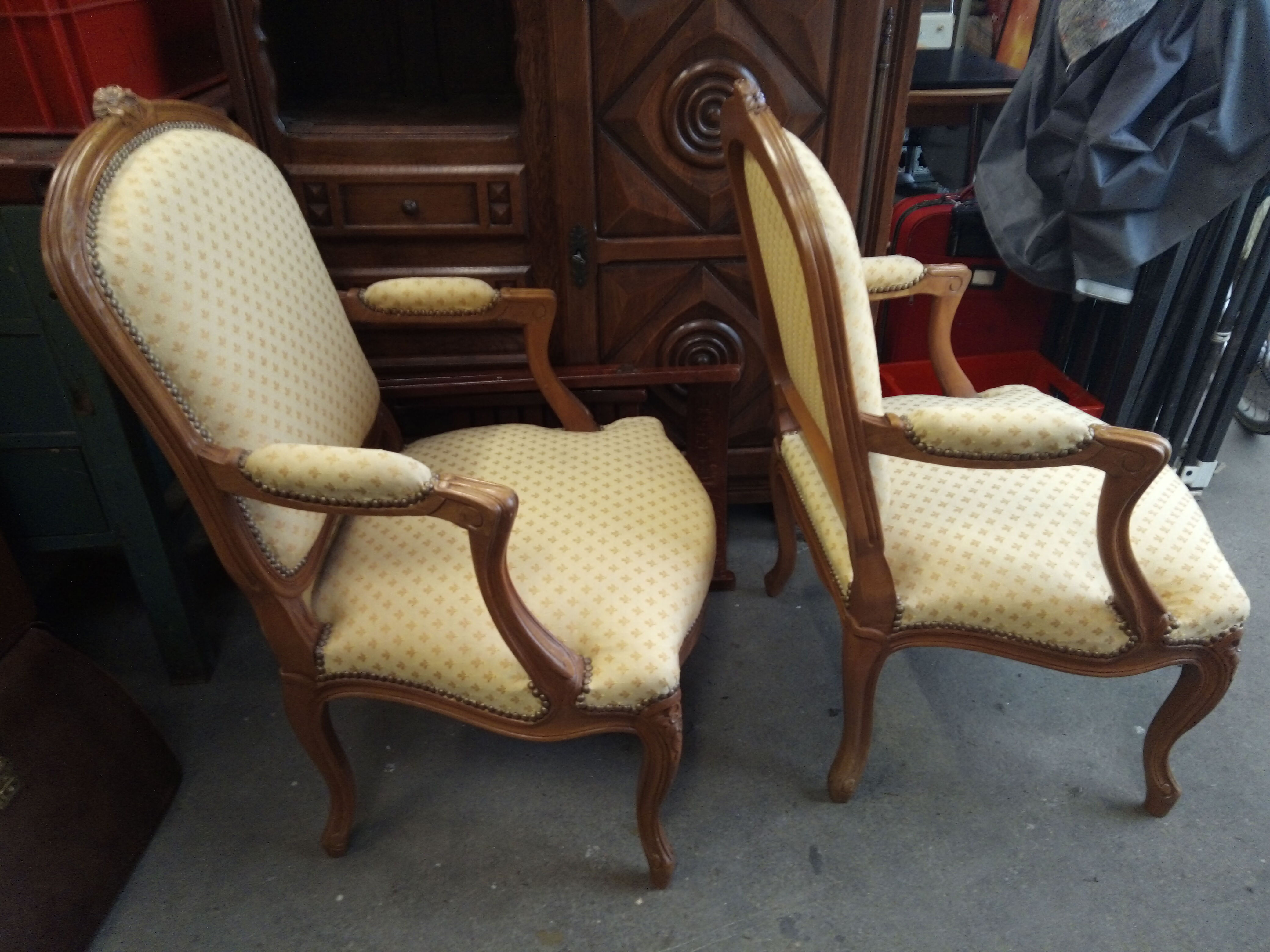 Pair of Louis XVI style armchairs