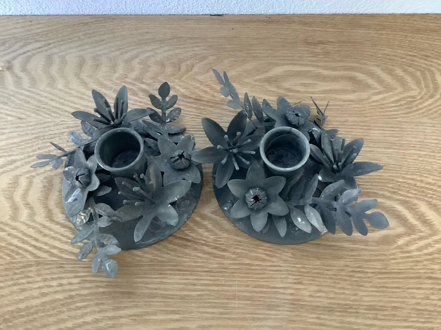 2 vintage flower candle holders