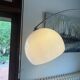Large vintage Italian arc floor lamp – 1970s – Marble, chrome, and opaline diffuser