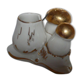 Salière poivrière et moutardier en porcelaine de Limoges forme champignons