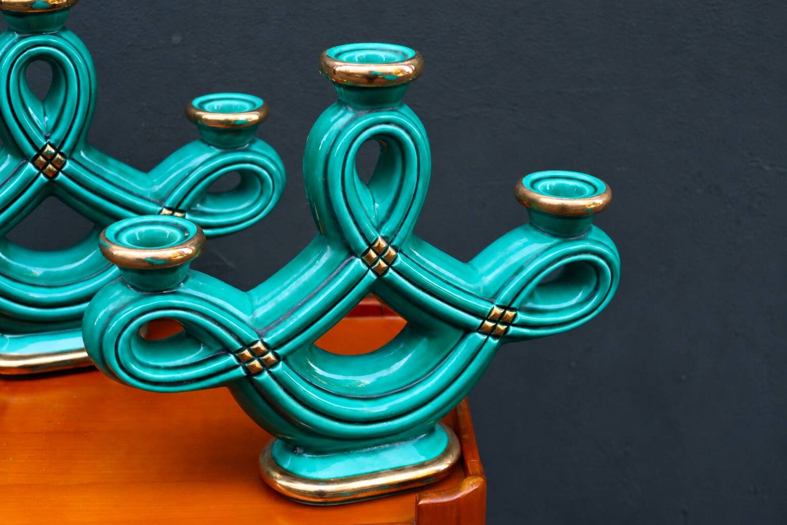 Pair of candlesticks from the 1940s Art Deco period.