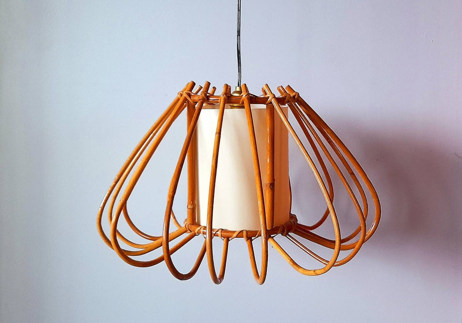 Rattan suspension, Louis Sognot 60s.