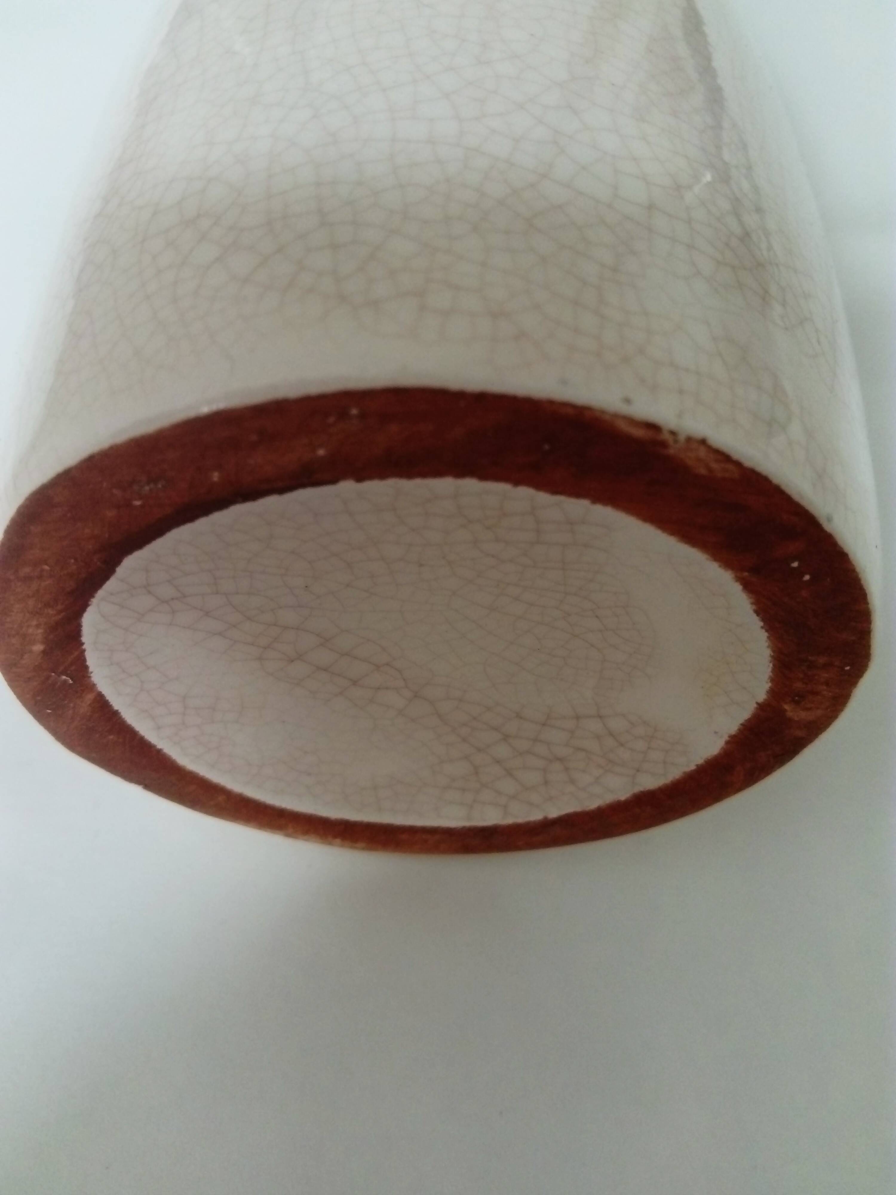 off-white/cream crackled glaze ceramic vase