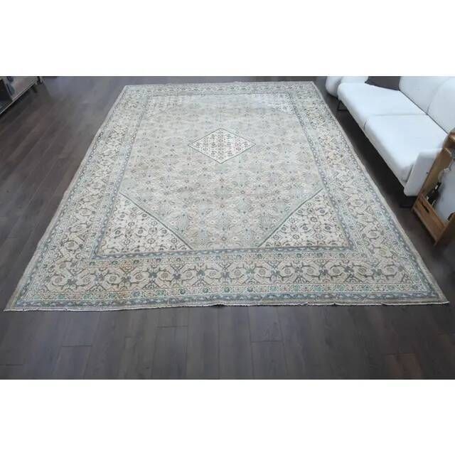 1970s Vintage Persian Handmade Wool Cotton Brown Area Rug 292x400