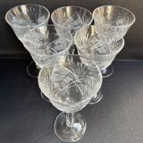 6 glasses with white wine crystal blown and cut xxth