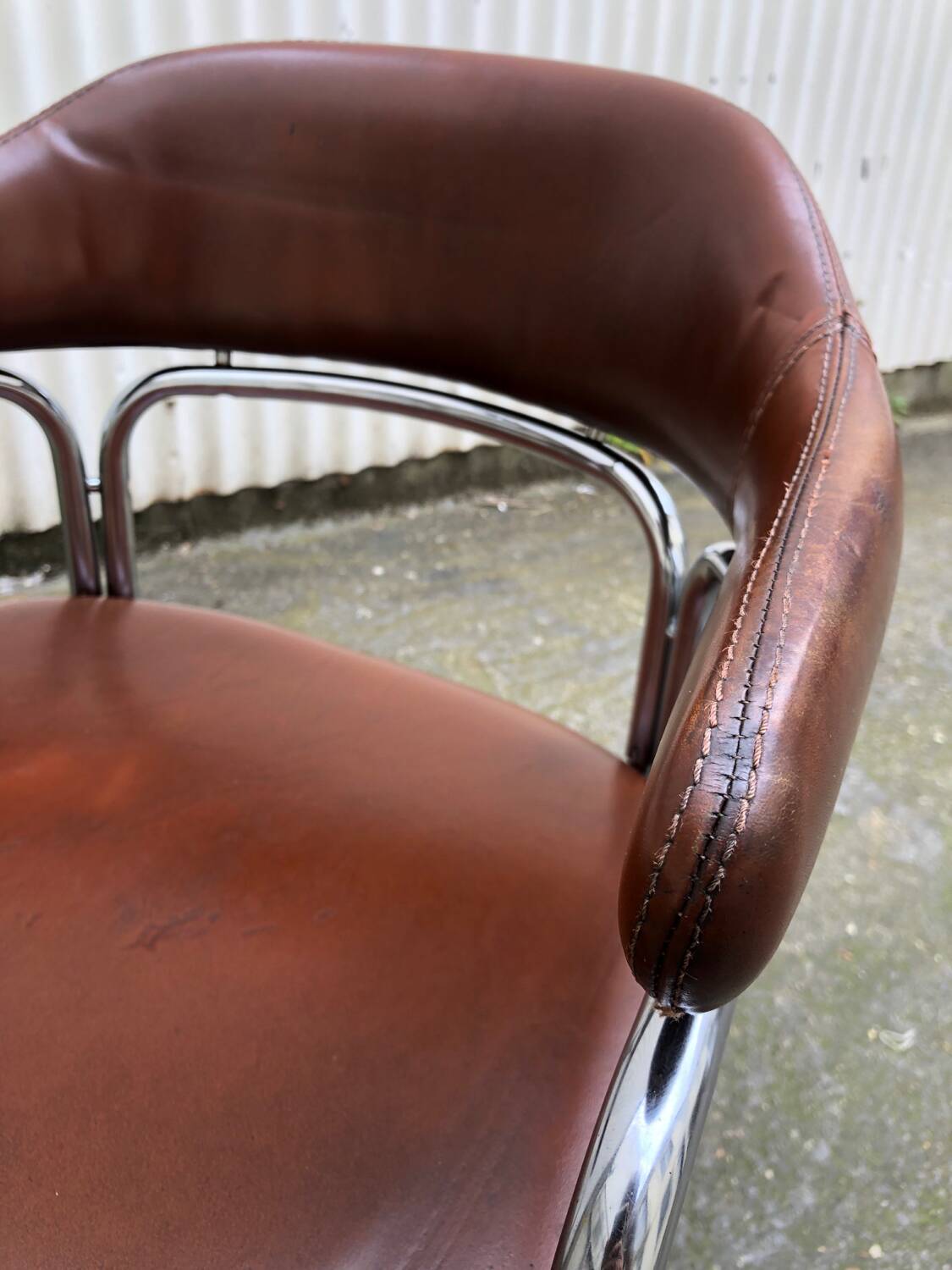 Vintage leather and chrome chair circa 1970