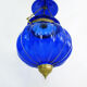 Suspension chandelier, oriental blue glass lantern and brass structure. Year 70-80