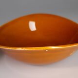 Set of 5 oval orange-yellow ceramic bowls from Faïencerie S