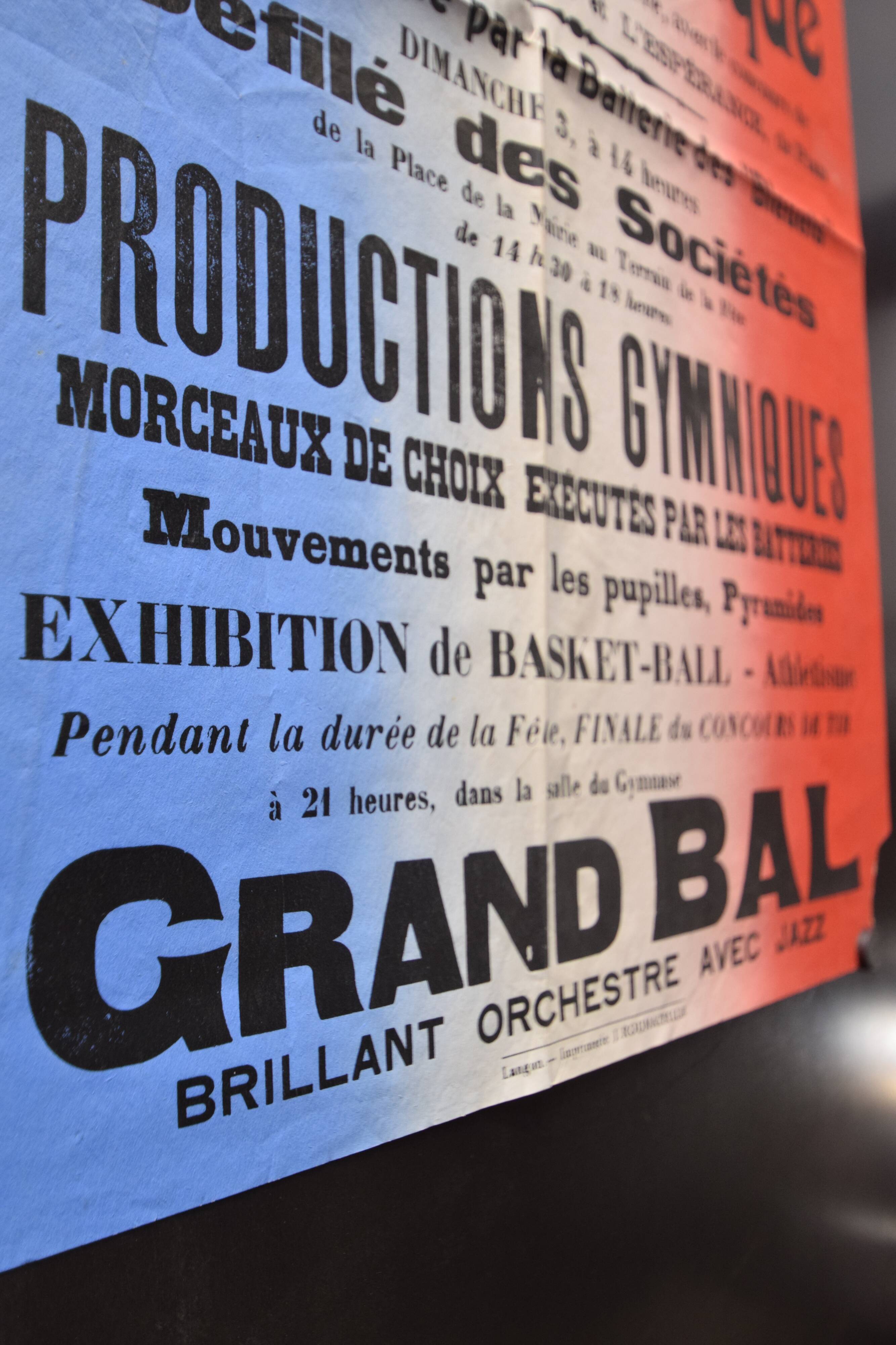 Poster "Great Gymnastics Festival" - Saint-Pierre-d'Aurillac - 1933