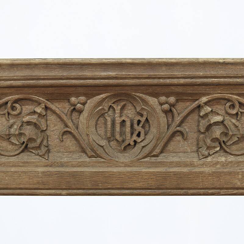 Antique Oak Chair with Gothic and Religious Carvings