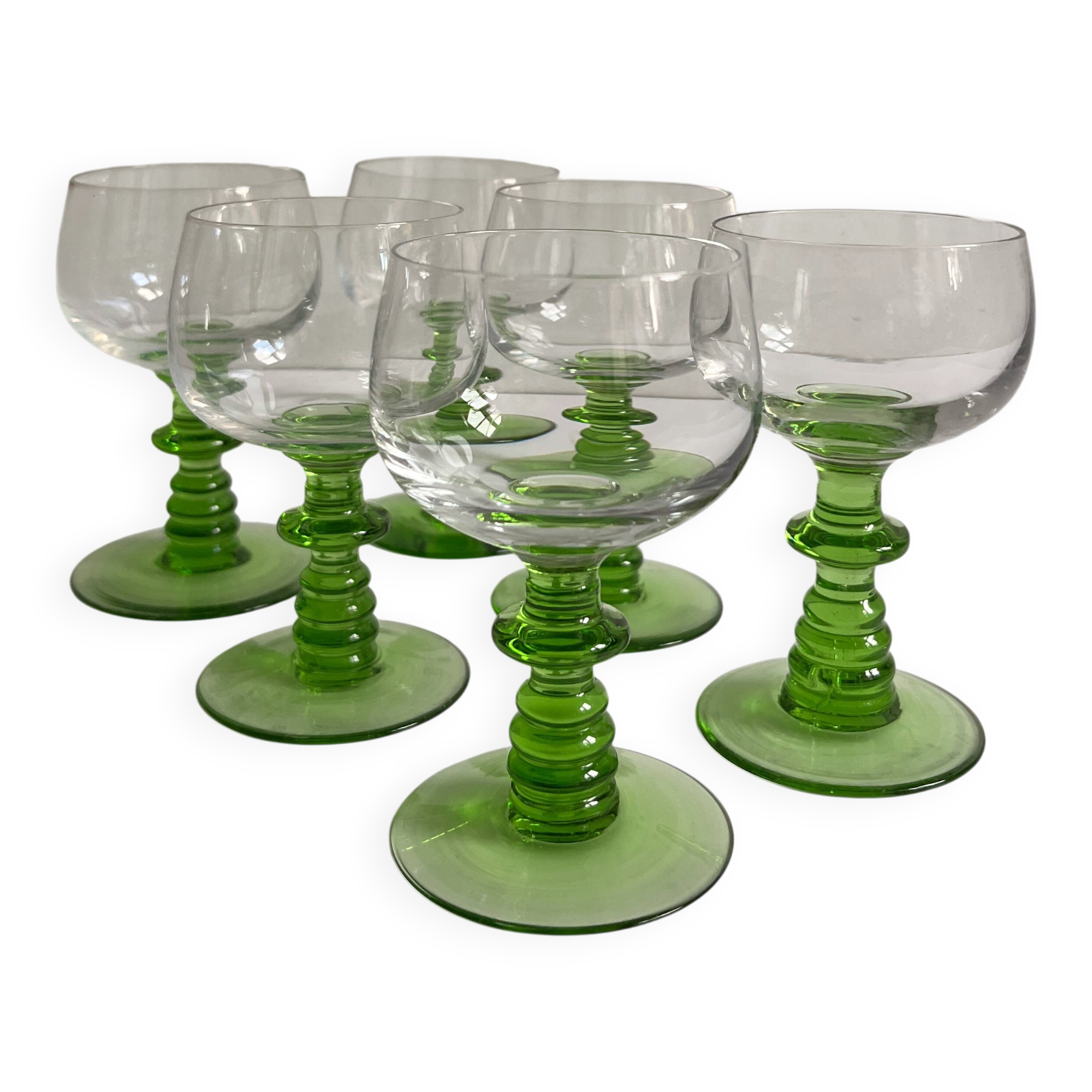 Green footed wine glasses