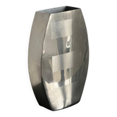 Decorative stainless steel vase with geometrical shapes imprinted, 1970's