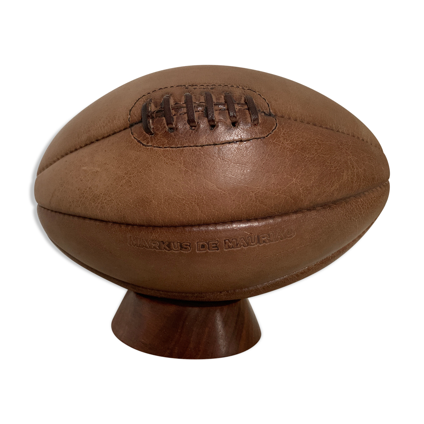 Ballon Rugby Vintage En Cuir Vachette - Cousu Main - Personnalisable - Marque Française ALL SPORT VINTAGE