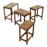 Tables gigognes en palissandre italien avec incrustation de cuivre