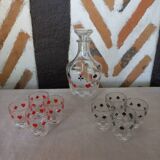 Liquor service 8 shot glasses "card game" vintage