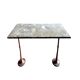 Grey marble and burgundy cast iron bistro table ☐ 85 x 57 cm