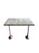 Grey marble and burgundy cast iron bistro table ☐ 85 x 57 cm