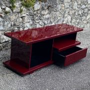 Rectangular plexiglass tv unit, burgundy, wine colour, david lange wine