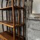 Bookcase vintage rattan, wood and canning shelf