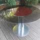 Table italienne - Acier et verre fumé - v. 1970