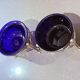 Pair of Vintage Swan-Shaped Salt Cellars, Silver-Plated, with Cobalt Blue Glass Liners