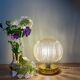 Vintage globe table lamp in half amber, half transparent molded glass