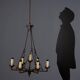 Antique wrought iron chandelier with 7 lights, Italy, 19th century.