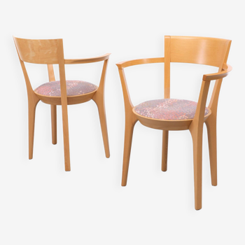 Scandinavian curved Beechwood armchairs 1990s