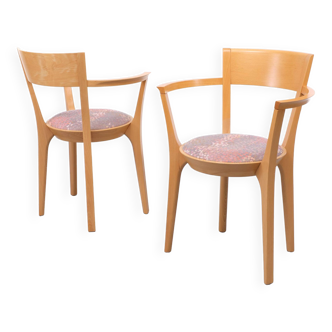 Scandinavian curved Beechwood armchairs 1990s