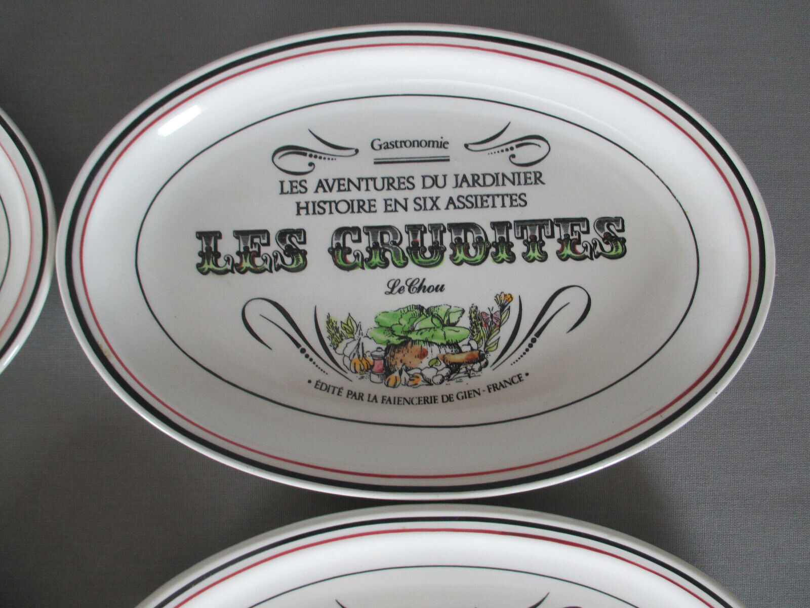 6 plates Gien raw vegetables the adventures of the gardener the collector