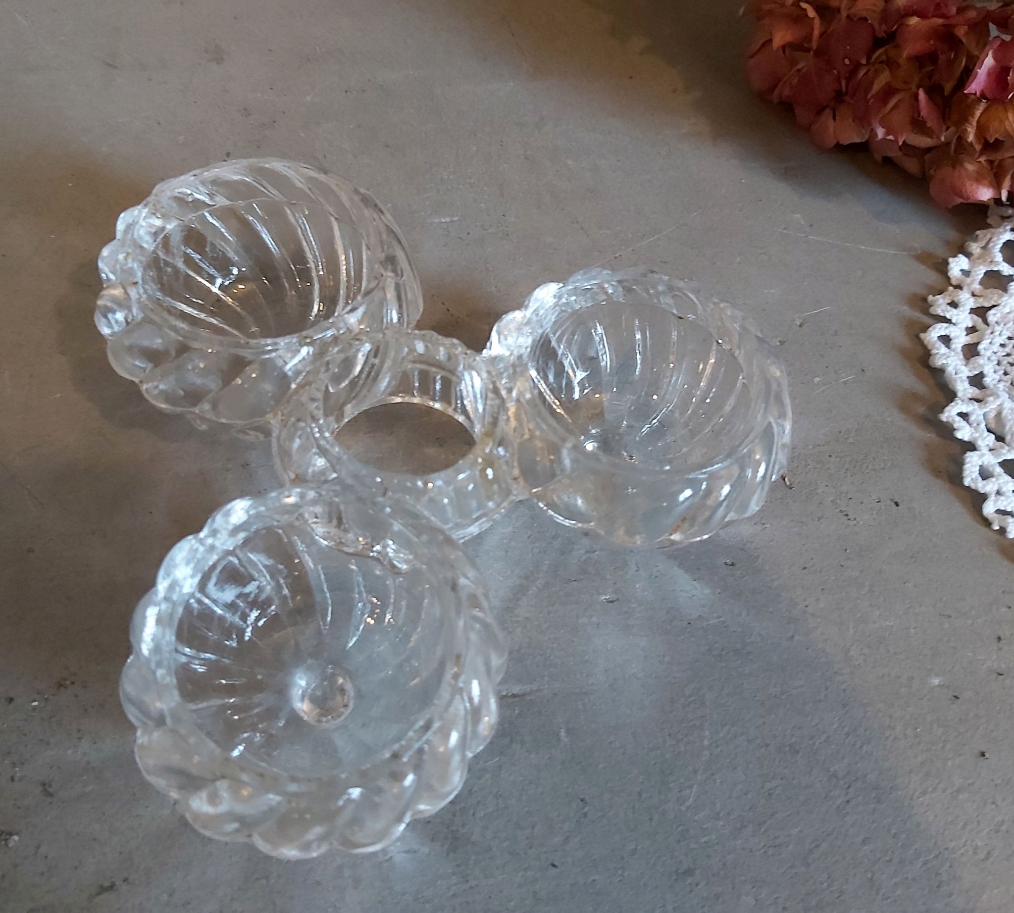 French vintage salt and pepper pinch pot, or spice holders