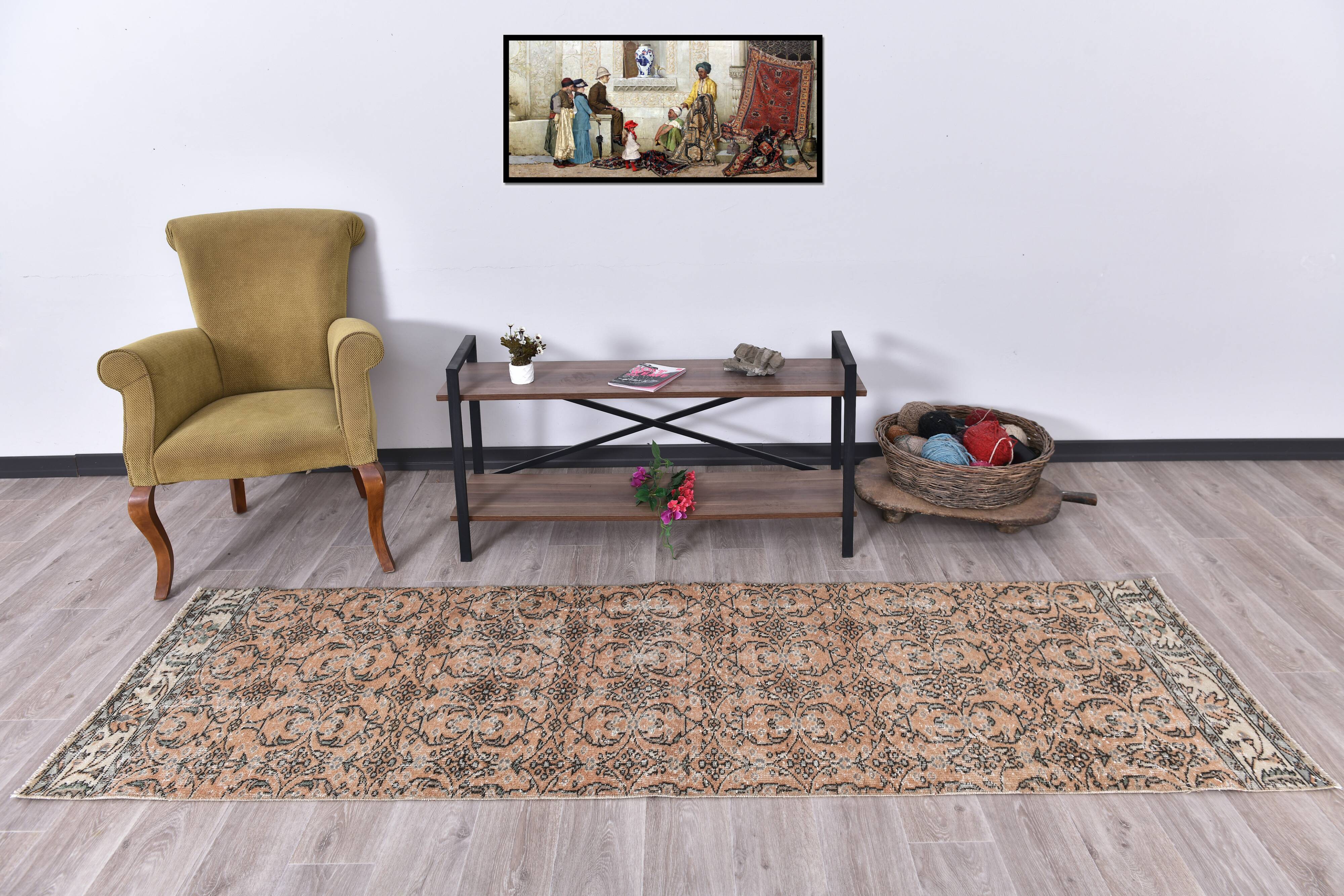 Brunt Orange & Beige Vintage Runner Rug 80x268Cm SK 240825