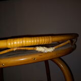 Rattan and ceramic coffee table signed chassin