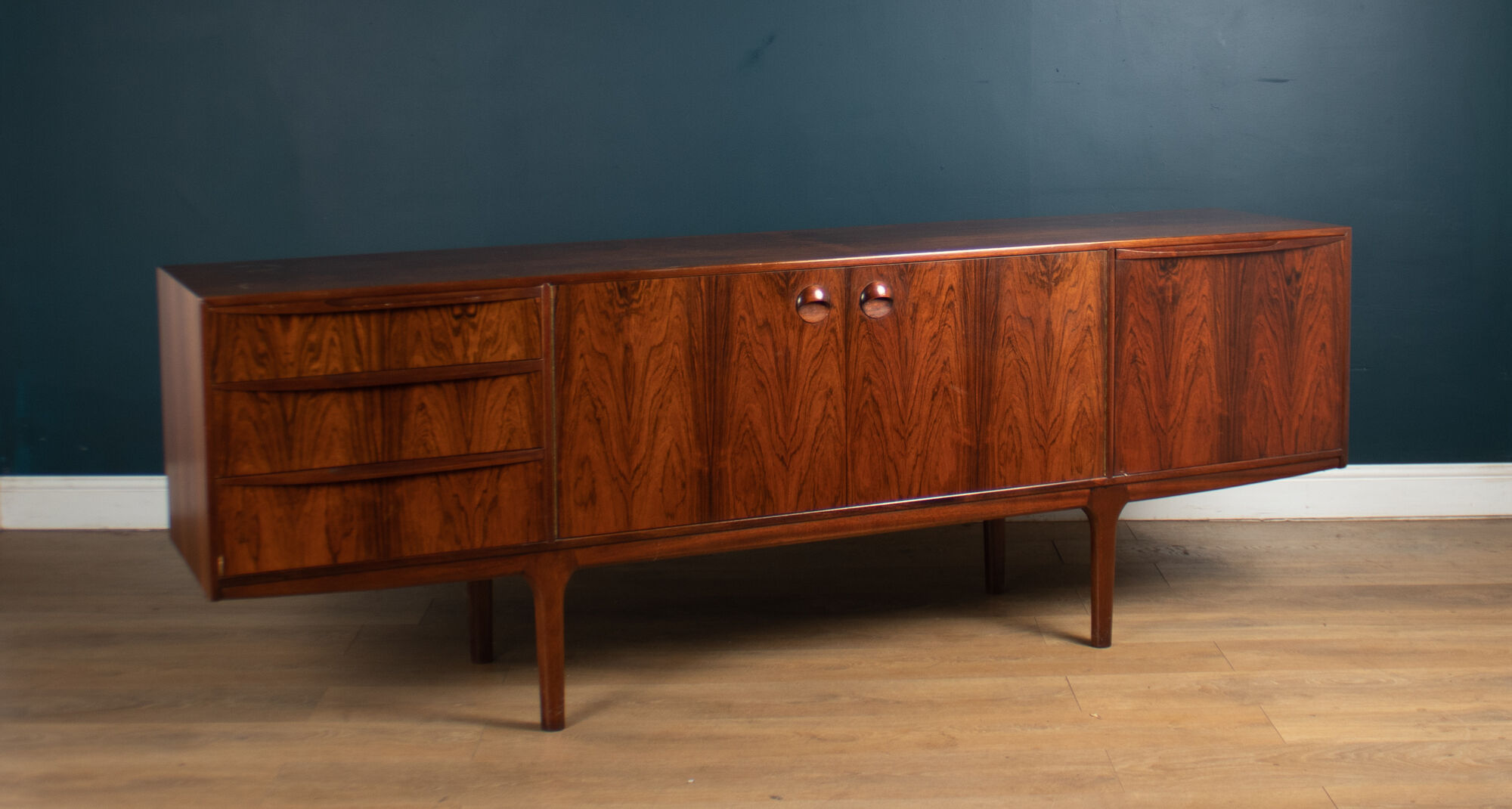 Retro 1960s Restored Long Rosewood Mcintosh Torpedo Sideboard