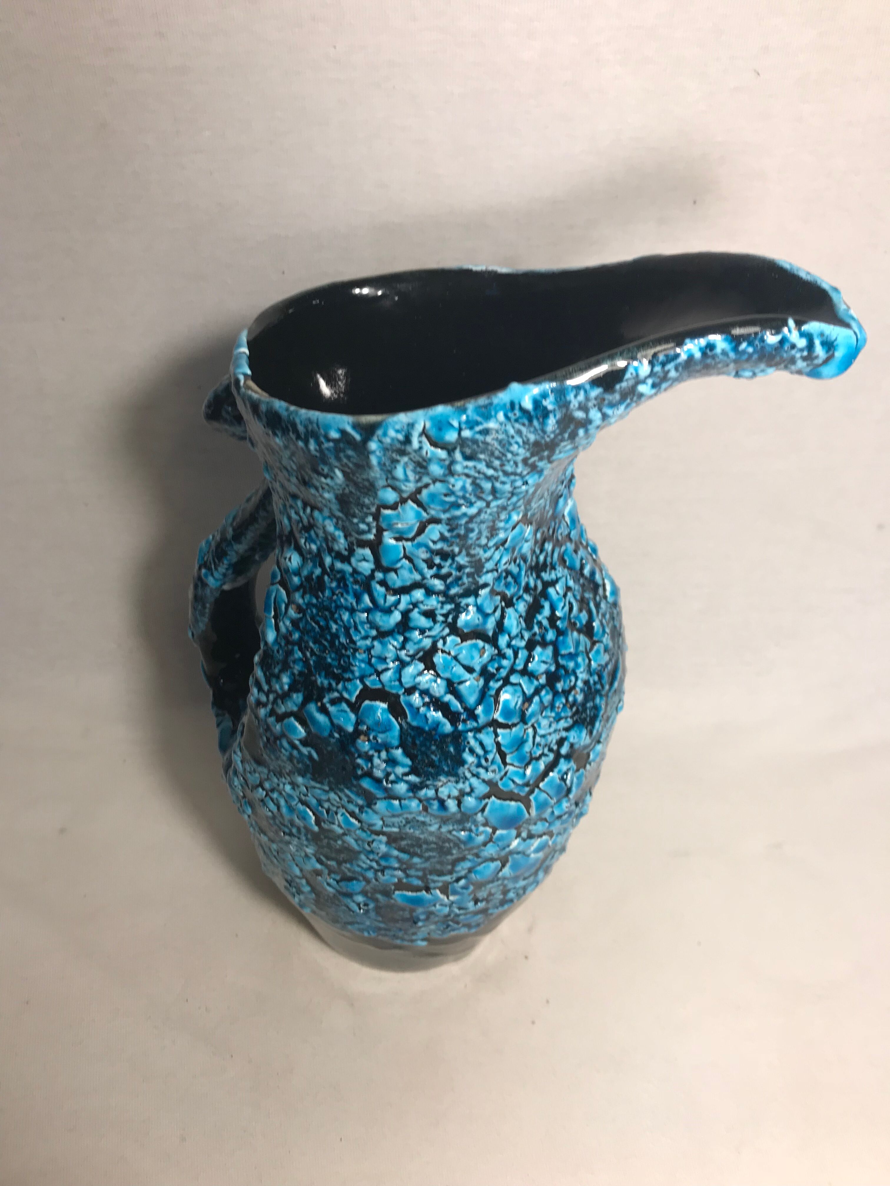 Former pitcher ewer ceramic blue & black vintage
