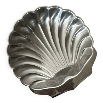coupelle / vide poche vintage en forme de coquillage en métal (inox)