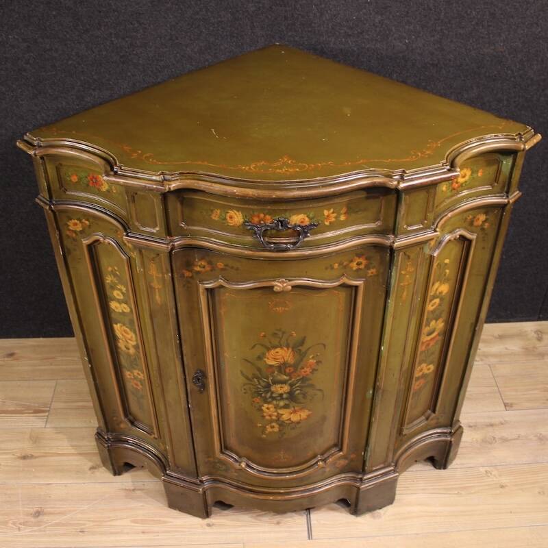 Venetian painted corner cupboard from 20th century