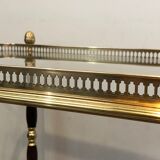 Rolling table in brass and mahogany with removable trays