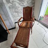 Fauteuil chaise longue rotin ancienne début 20ème