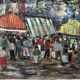 Tableau ancien "Le marché du port"