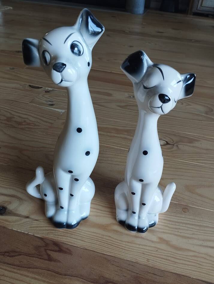 Paire de chiens dalmatiens vintage