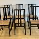 Set of 6 black lacquered and cane chairs by Montina s.p.a.