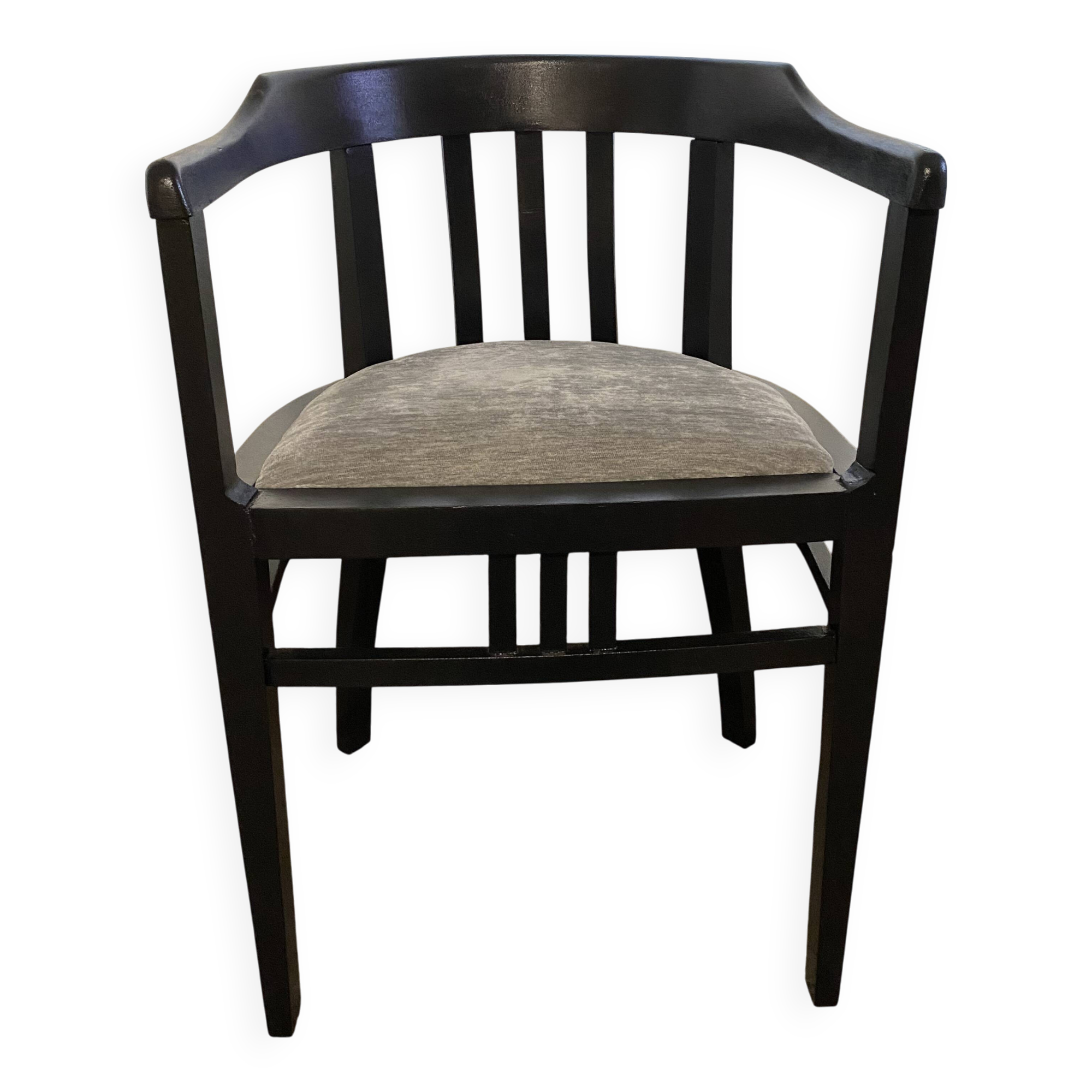 Vintage black matte wooden chair – Bauhaus style, 60s–70s